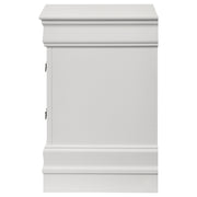 Mesita de noche Louis Philippe de 2 cajones, color blanco
