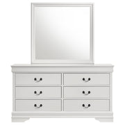 Cómoda Louis Philippe de 6 cajones y espejo blanco