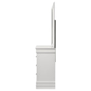 Cómoda Louis Philippe de 6 cajones y espejo blanco