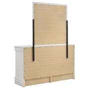 Cómoda Louis Philippe de 6 cajones y espejo blanco