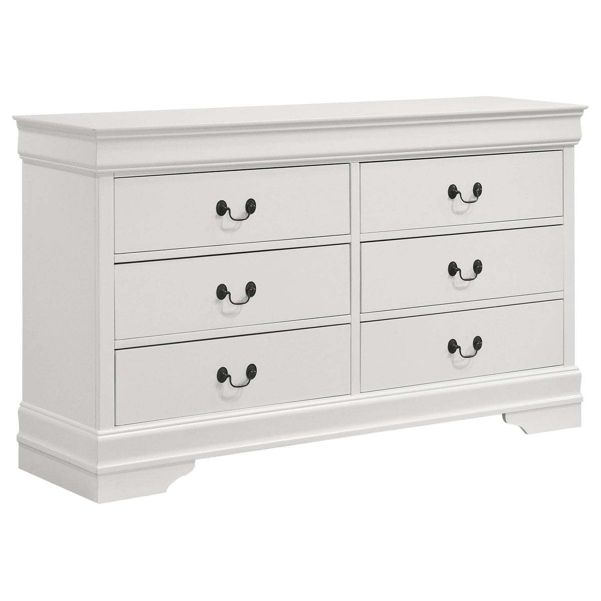 Louis Philippe 6-drawer Dresser and Mirror White
