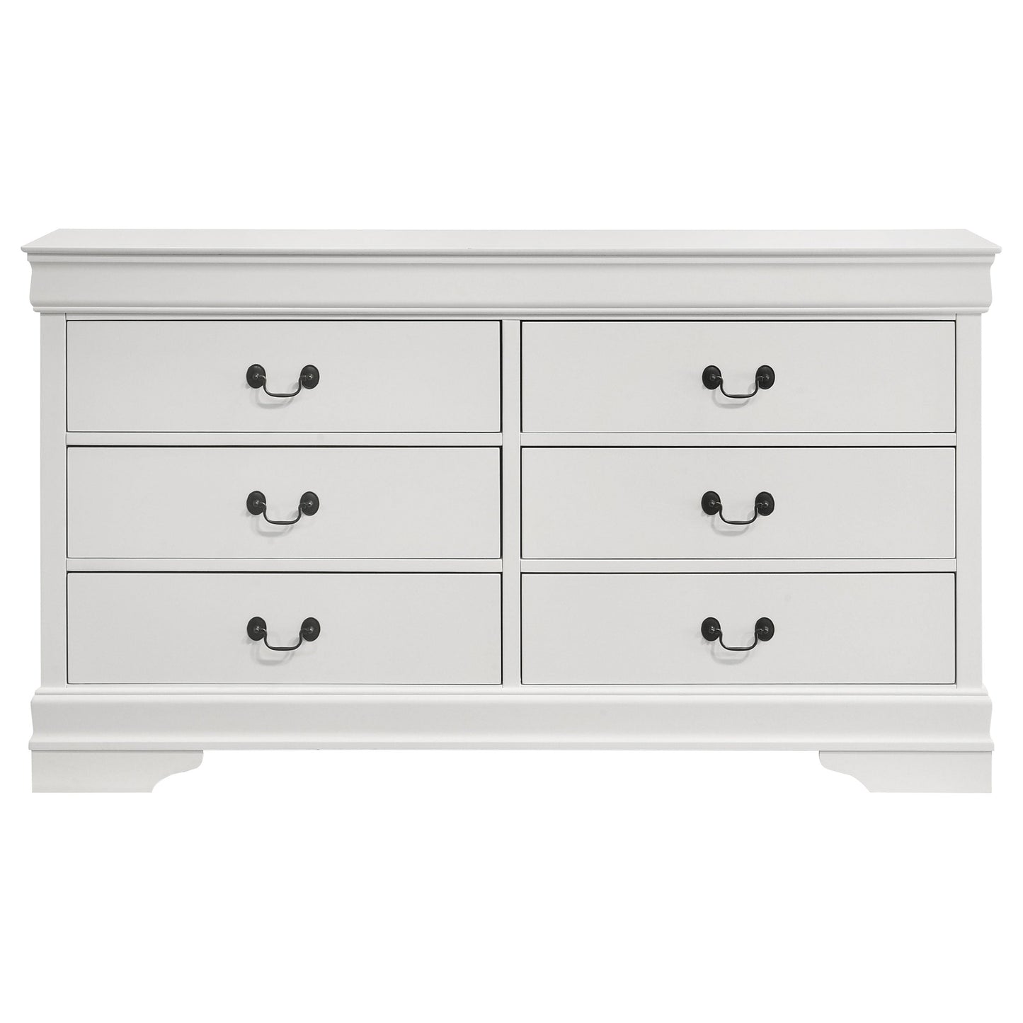 Louis Philippe 6-drawer Dresser and Mirror White