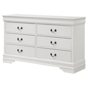 Cómoda Louis Philippe de 6 cajones y espejo blanco