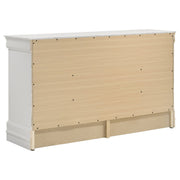 Cómoda Louis Philippe de 6 cajones y espejo blanco
