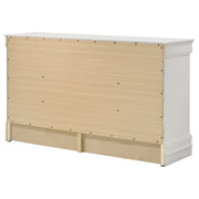 Cómoda Louis Philippe de 6 cajones y espejo blanco