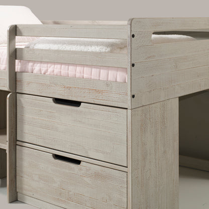 Handles Light Grey Rustic Low Loft Bed