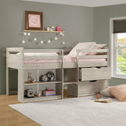 Handles Light Grey Rustic Low Loft Bed