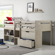 Handles Light Grey Rustic Low Loft Bed