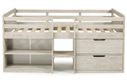 Handles Light Grey Rustic Low Loft Bed