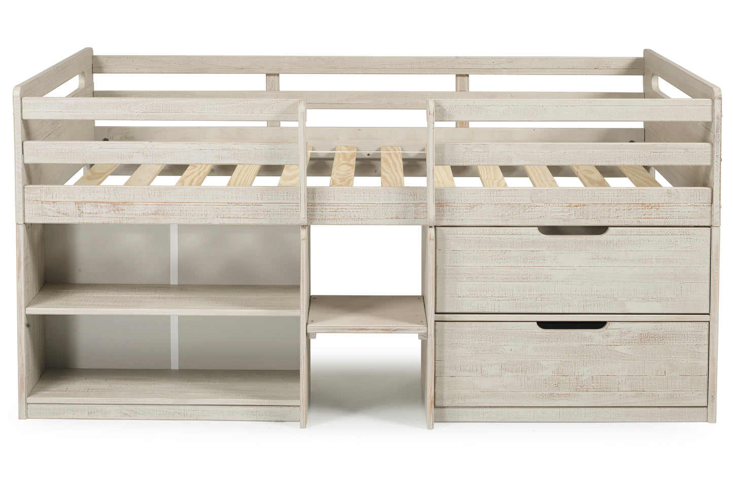 Handles Light Grey Rustic Low Loft Bed