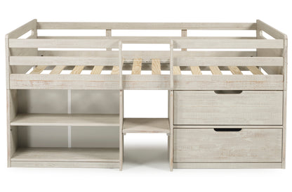 Handles Light Grey Rustic Low Loft Bed