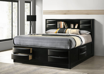 Briana Wood  Storage Bookcase Bed Black