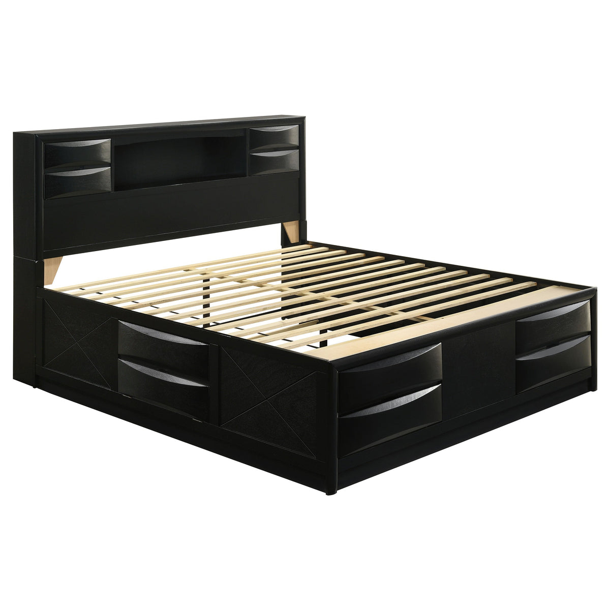 Briana Wood  Storage Bookcase Bed Black