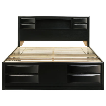 Briana Wood  Storage Bookcase Bed Black