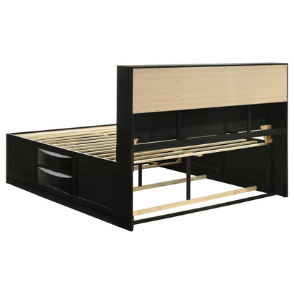 Briana Wood  Storage Bookcase Bed Black