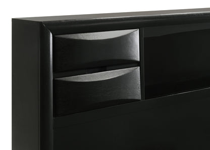 Briana Wood  Storage Bookcase Bed Black