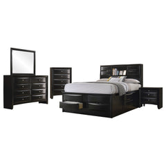 Juego de dormitorio Briana Queen de 5 piezas, color negro