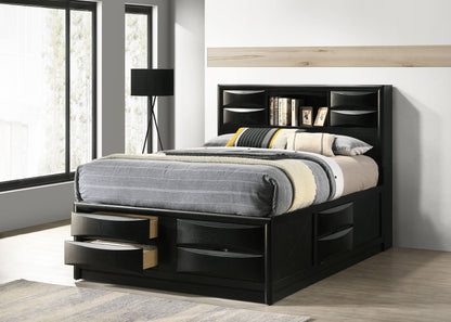 Briana Wood  Storage Bookcase Bed Black