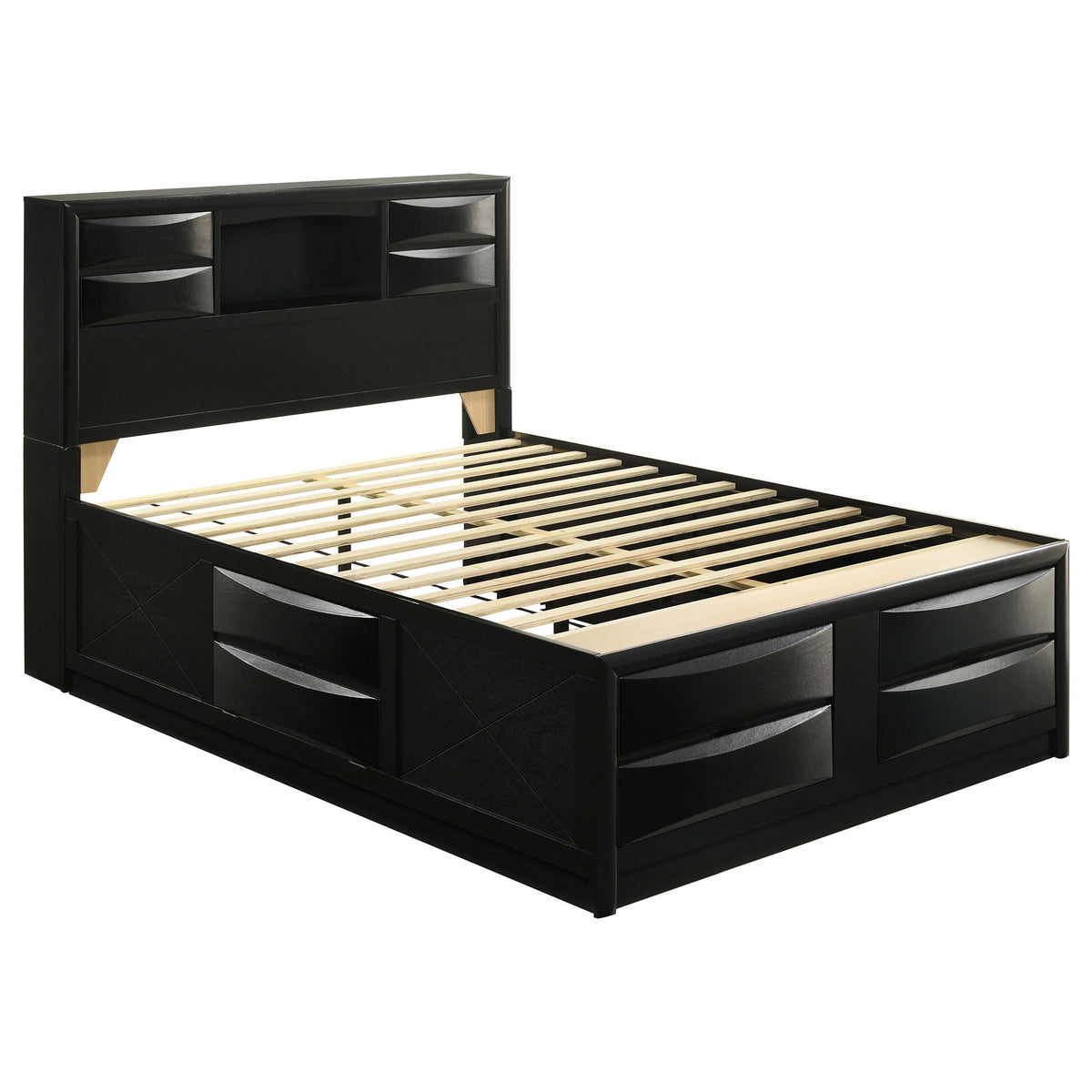 Briana Wood  Storage Bookcase Bed Black