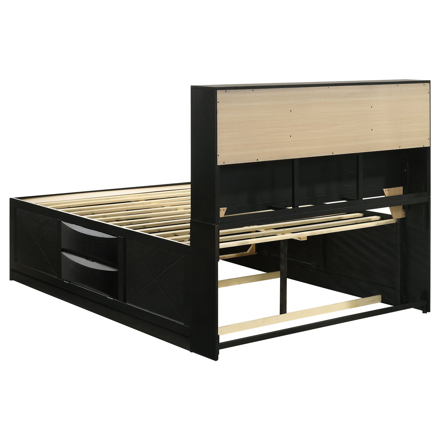 Briana Wood  Storage Bookcase Bed Black