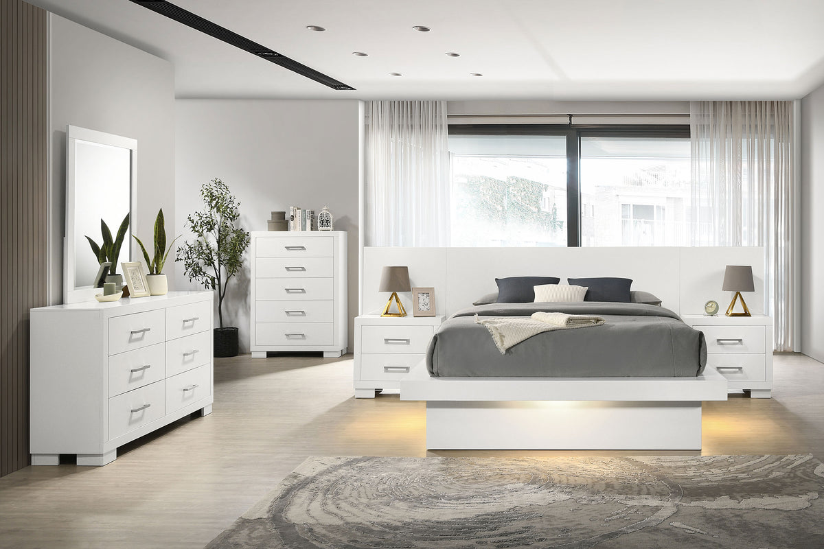 Jessica 5-piece Queen LED Bedroom Set Snow White