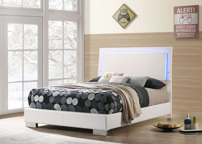 Felicity Wood  LED Panel Bed White High Gloss