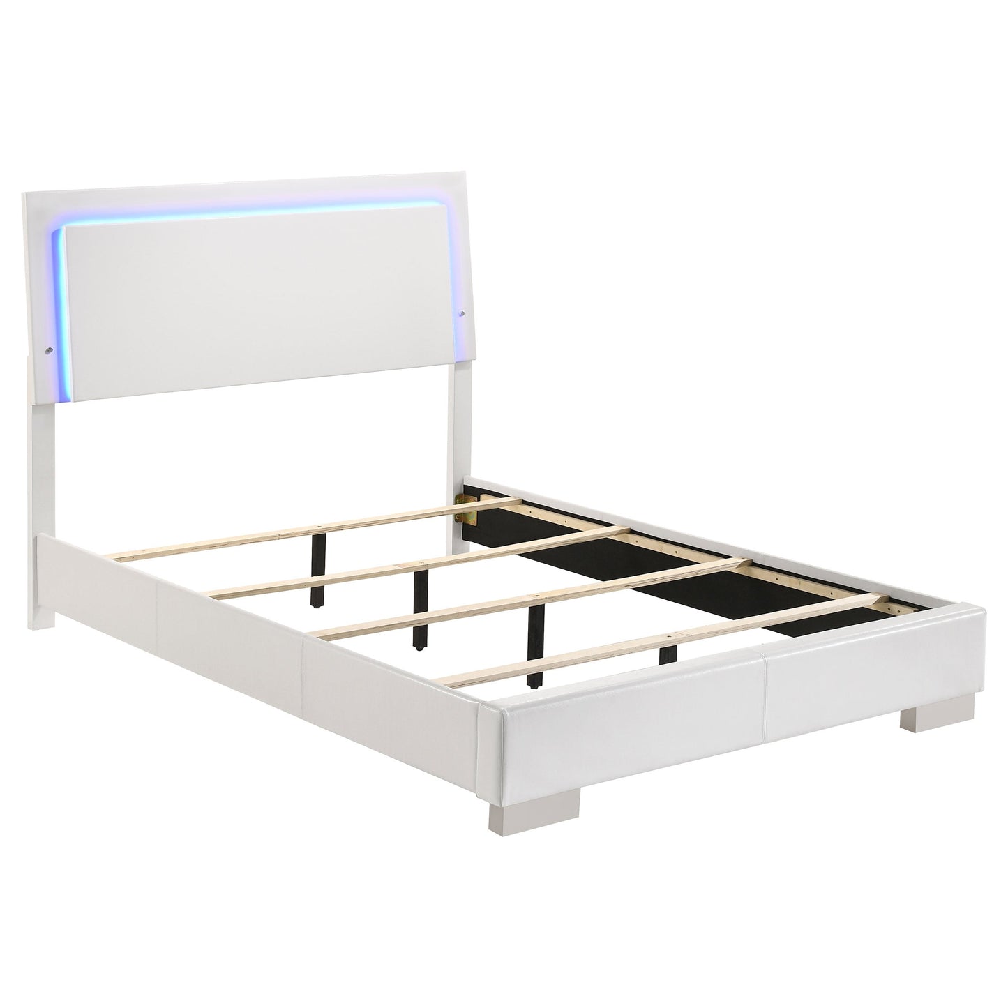 Felicity Wood  LED Panel Bed White High Gloss