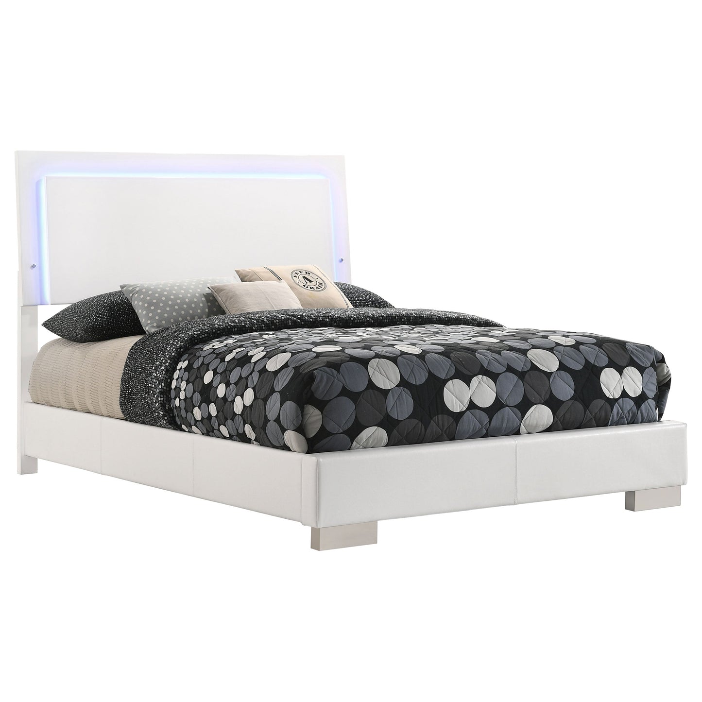 Felicity Wood  LED Panel Bed White High Gloss