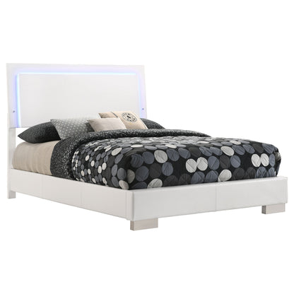 Felicity Wood  LED Panel Bed White High Gloss