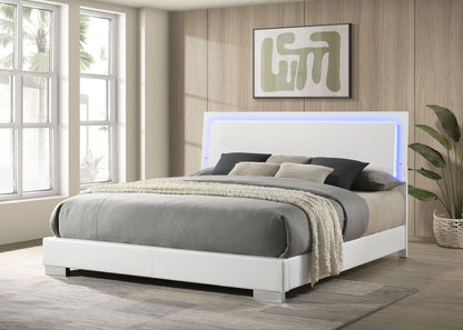 Felicity Wood  LED Panel Bed White High Gloss