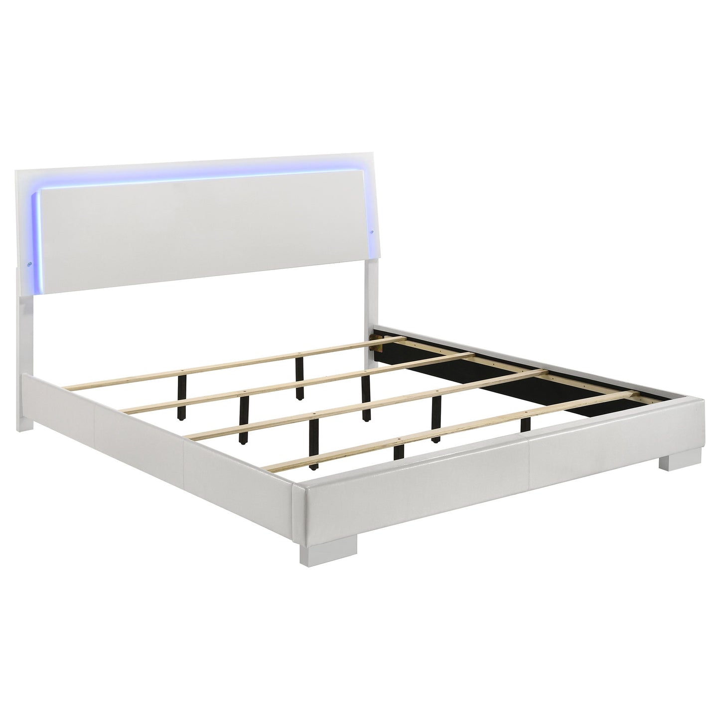 Felicity Wood  LED Panel Bed White High Gloss