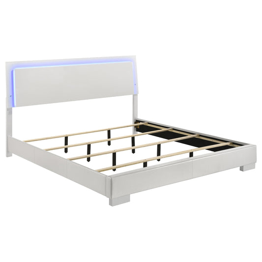 Felicity Wood  LED Panel Bed White High Gloss