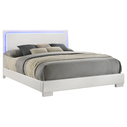 Felicity Wood  LED Panel Bed White High Gloss