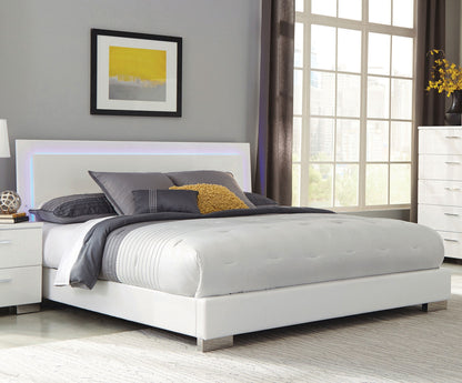 Felicity Wood  LED Panel Bed White High Gloss