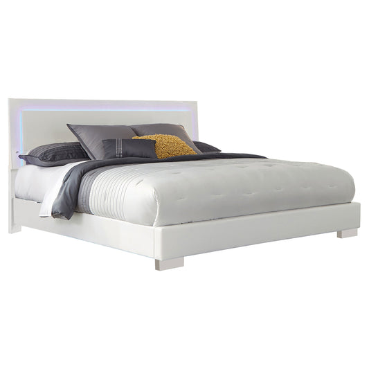 Felicity Wood  LED Panel Bed White High Gloss