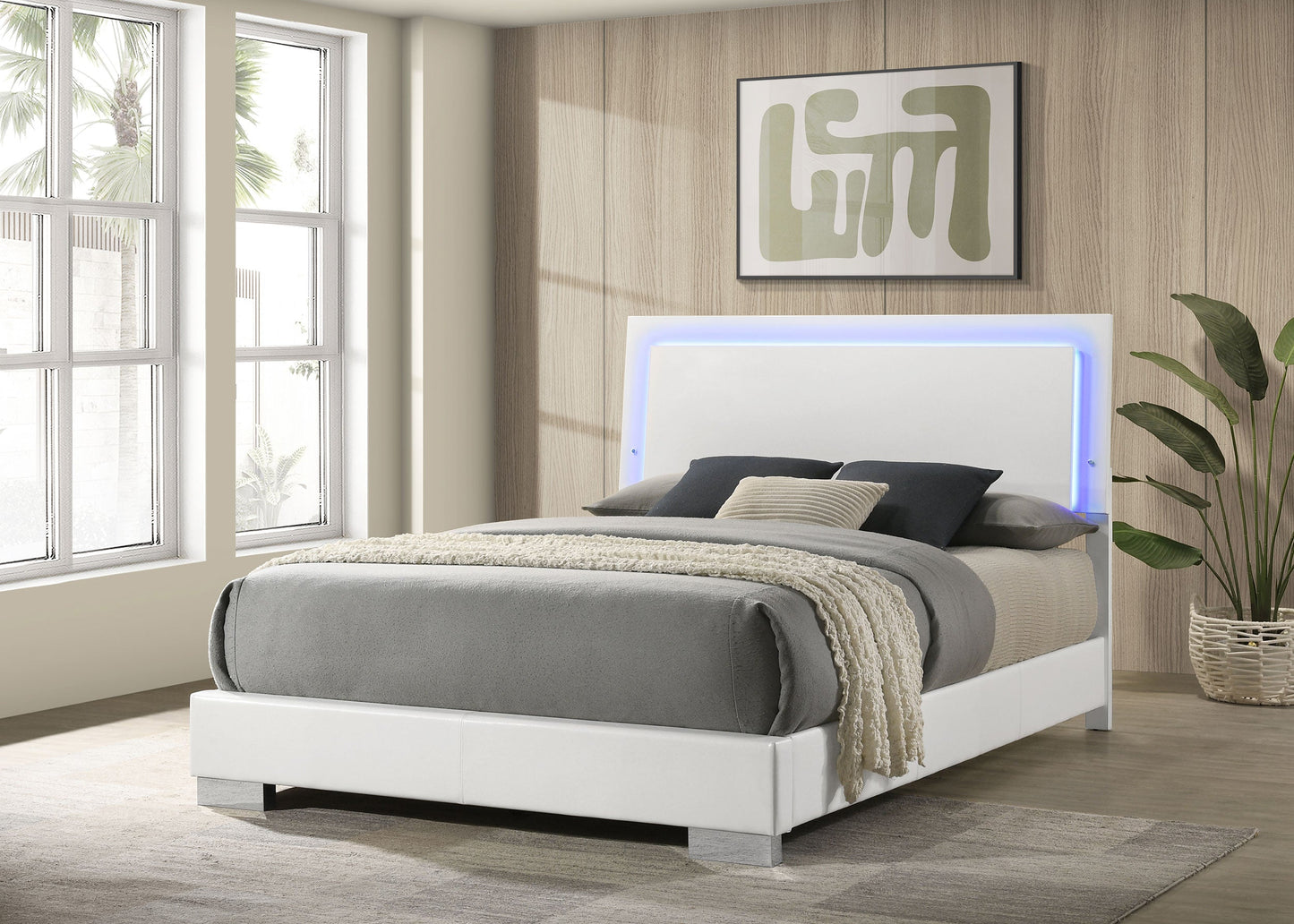 Felicity Wood  LED Panel Bed White High Gloss