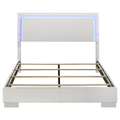 Felicity Wood  LED Panel Bed White High Gloss