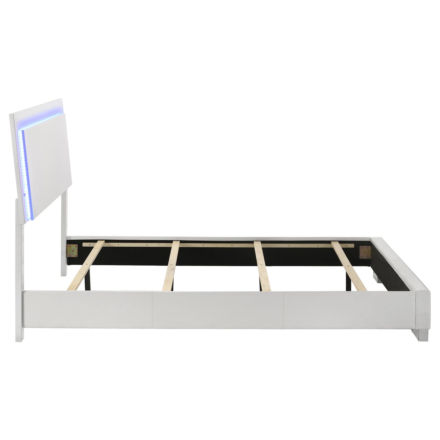 Felicity Wood  LED Panel Bed White High Gloss