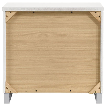 Mesita de noche Felicity de 2 cajones en blanco de alto brillo