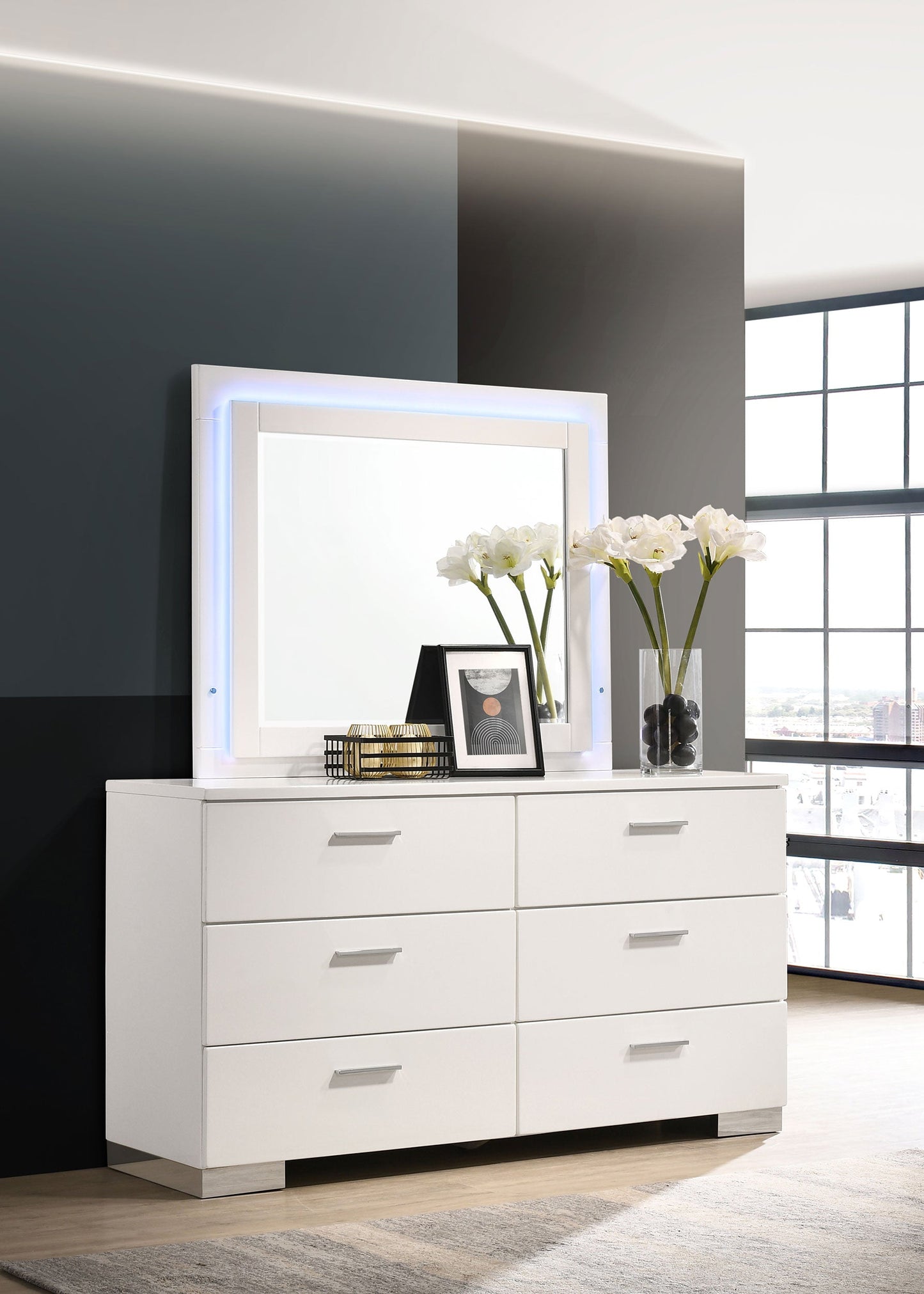 Felicity 6-drawer Dresser White High Gloss