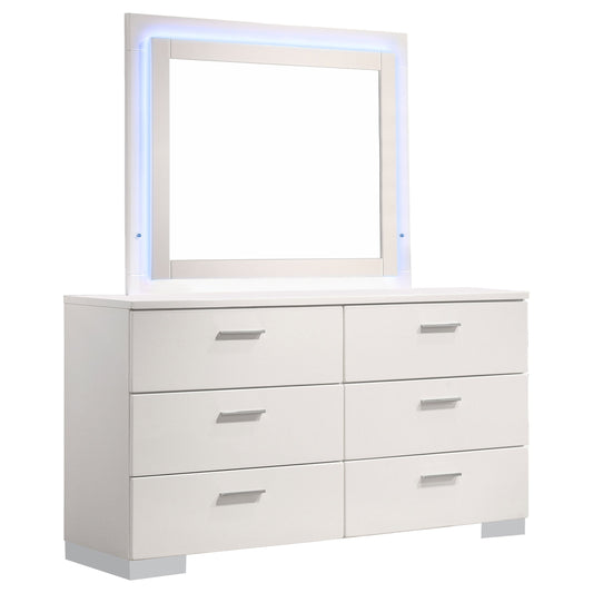 Felicity 6-drawer Dresser White High Gloss