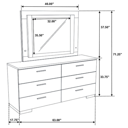 Felicity 6-drawer Dresser White High Gloss