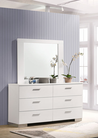 Felicity 6-drawer Dresser White High Gloss