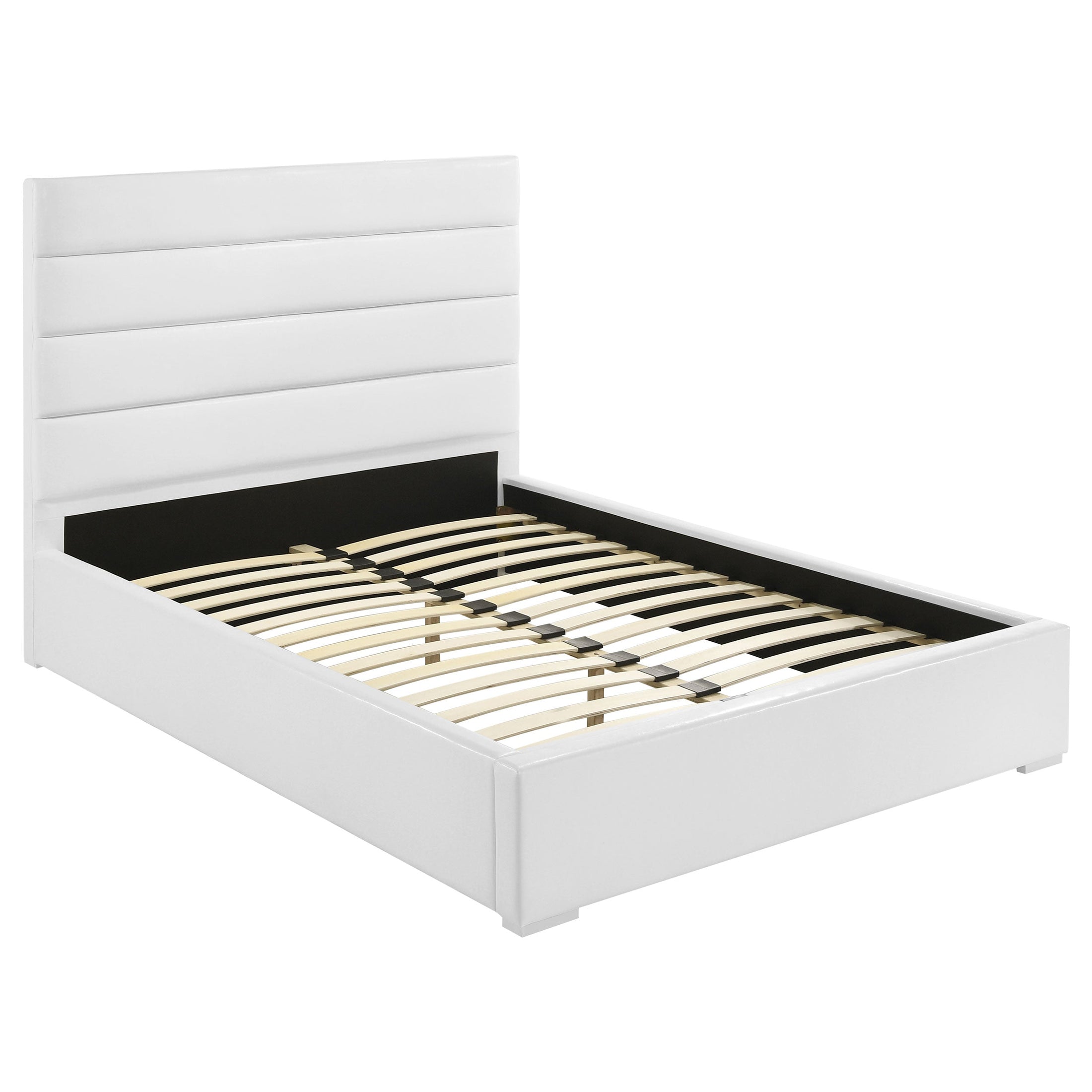 Cama de plataforma tapizada Felicity de 53 pulgadas, color blanco