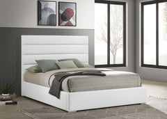 Cama de plataforma tapizada Felicity de 53 pulgadas, color blanco