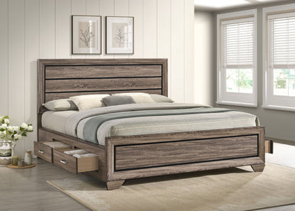 Cama con paneles de madera Kauffman color cacao oscuro