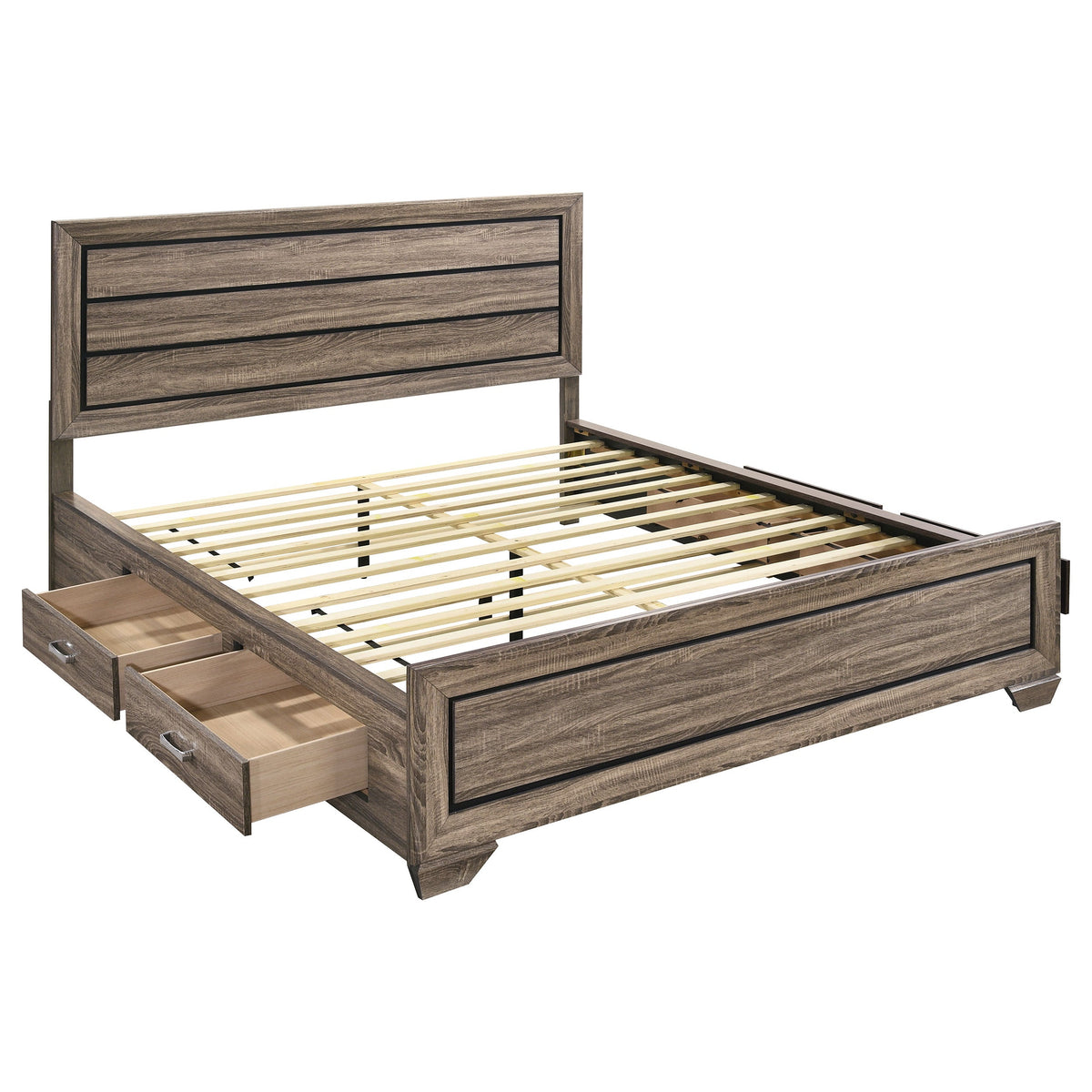 Cama con paneles de madera Kauffman color cacao oscuro