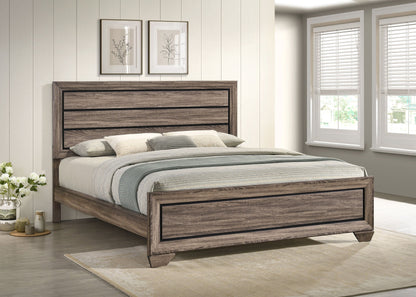 Cama con paneles de madera Kauffman color cacao oscuro