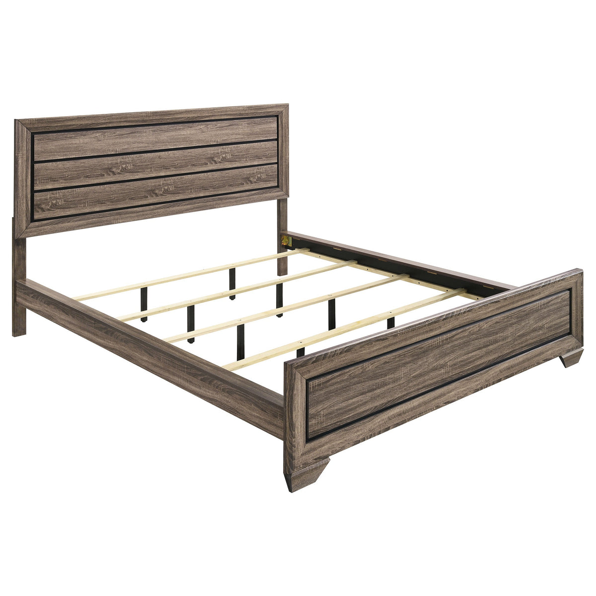 Cama con paneles de madera Kauffman color cacao oscuro