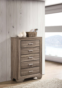 Cómoda de dormitorio Kauffman de 5 cajones en color cacao oscuro